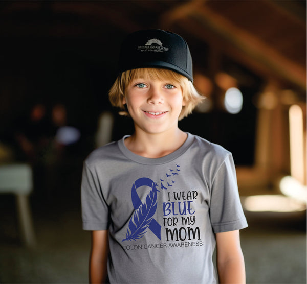 I Wear Blue for Mom Youth Short Sleeve Tee