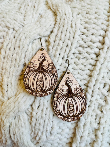 Pumpkin Wooden Earrings