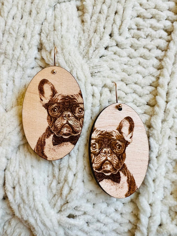 Frenchie Wooden Earrings
