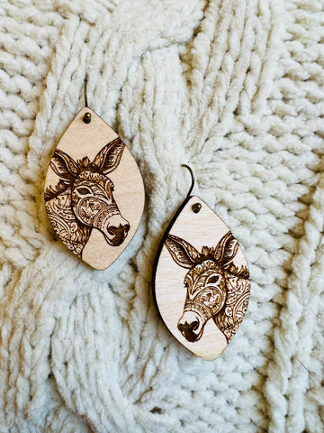 Donkey Wooden Earrings