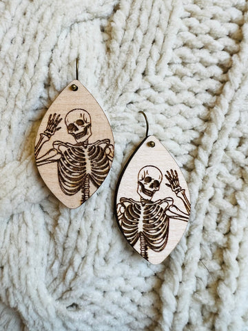 Skeleton Wooden Earrings