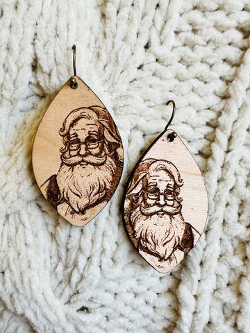 Santa Wooden Earrings