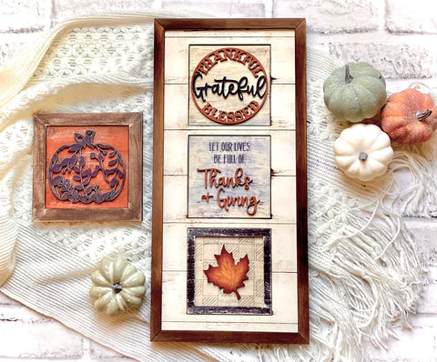 Interchangeable Thankful, Grateful, & Blessed Inserts for Leaning Ladder