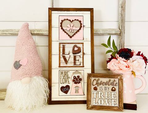 Interchangeable Chocolate Valentines Inserts for Leaning Ladder and Frames